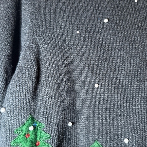 Crazy Horse Christmas Full Zip Sweater Pearl Snow Embroidered Snowmen Medium - Picture 3 of 11